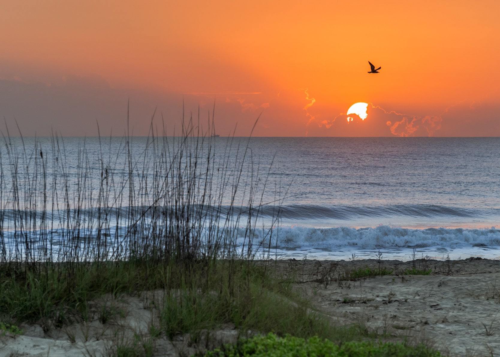 Sunset over the Atlantic Ocean at Cocoa Beach, Florida
