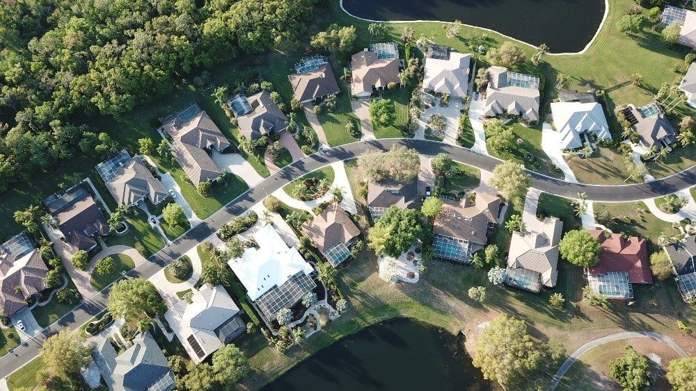 Aerial view of a gated community in Tampa, Florida