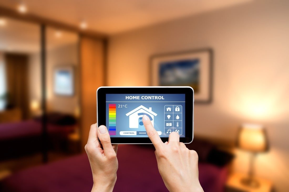 Person using a smart home app on a phone