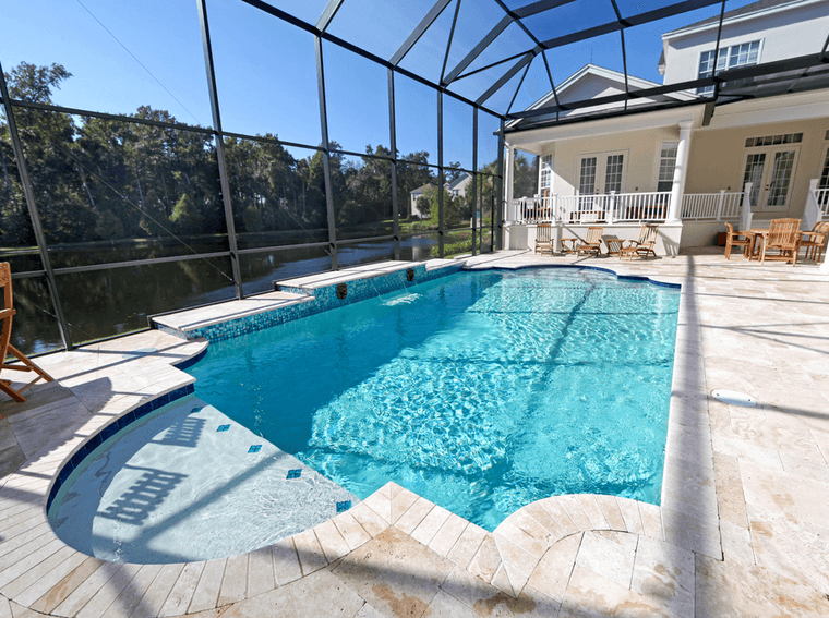 Covered Swimming Pool At A Florida Vacation Home