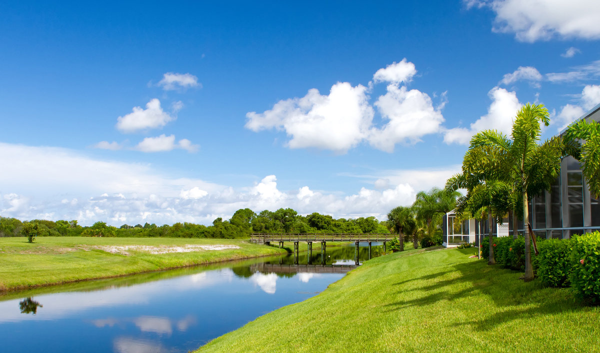 A freshwater canal behind a home in Rotonda West, Florida.