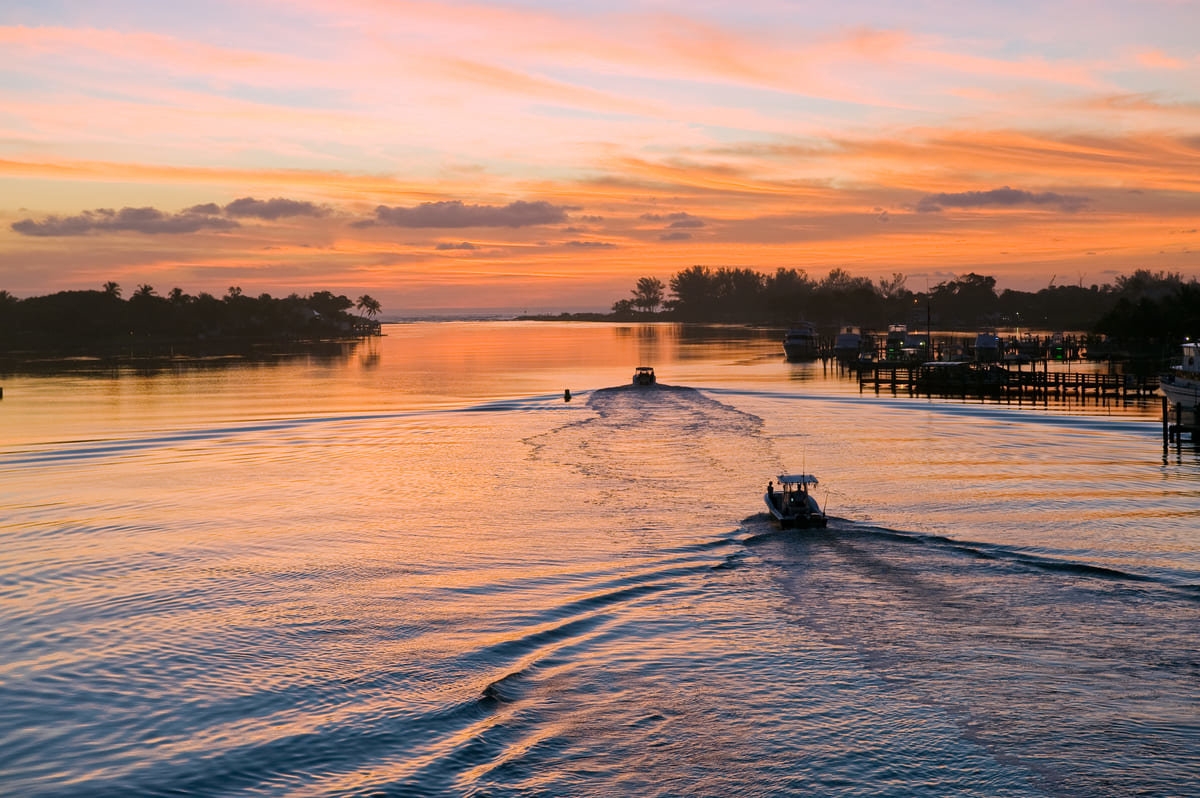 A stunning sunset on the water in Jupiter, FL.