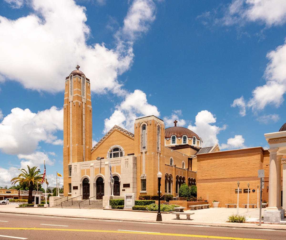 Street View of St Nicholas Greek Orthodox Cathedral in Tarpon Spring, Florida