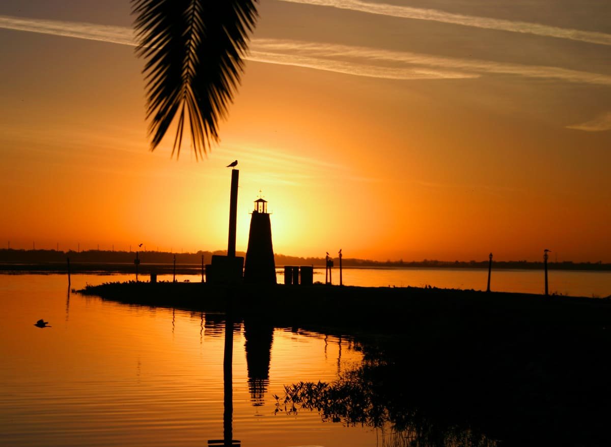 A stunning sunset near a lake in Kissimmee, FL