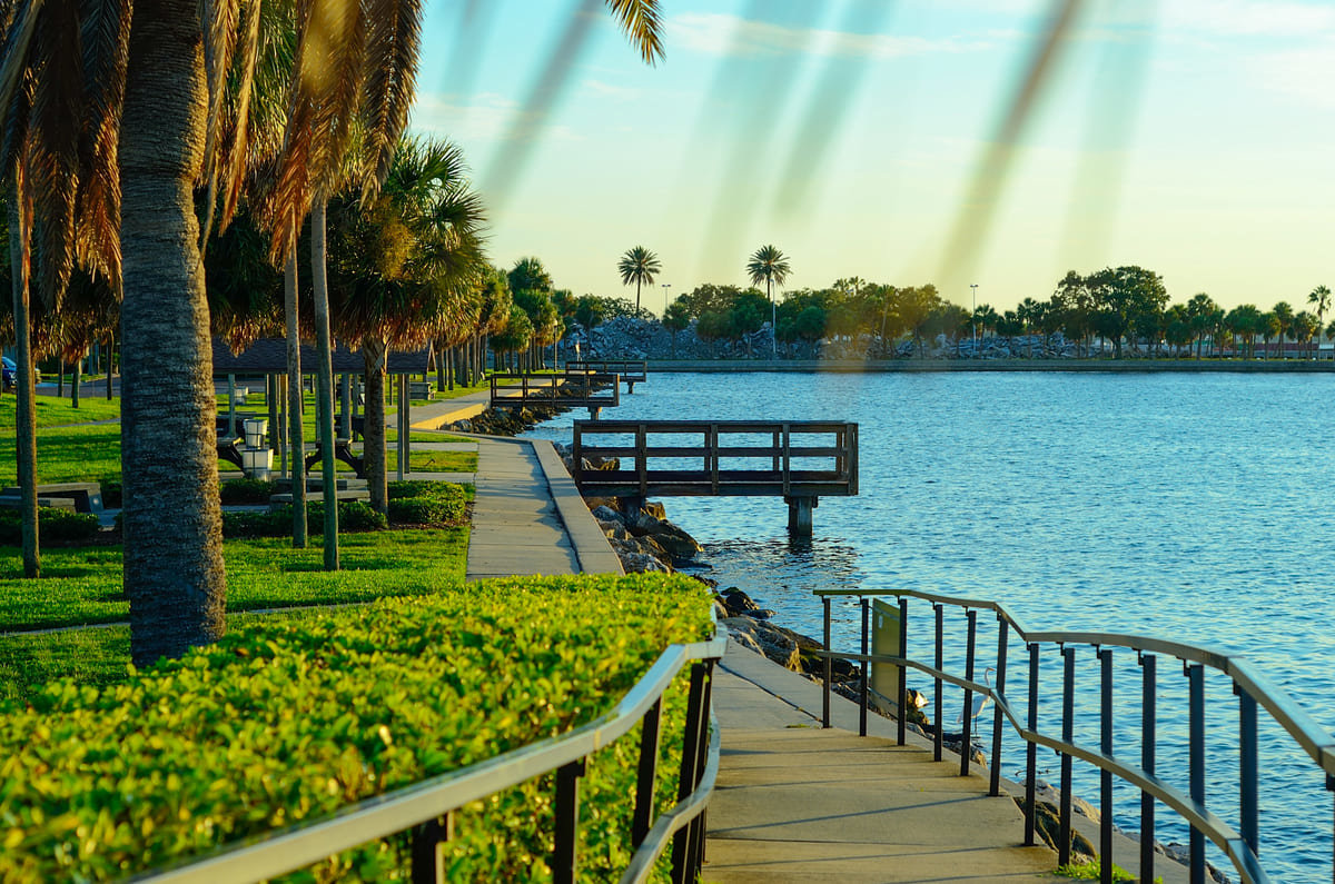 A jogging path alongside the water in St. Pete, Florida.