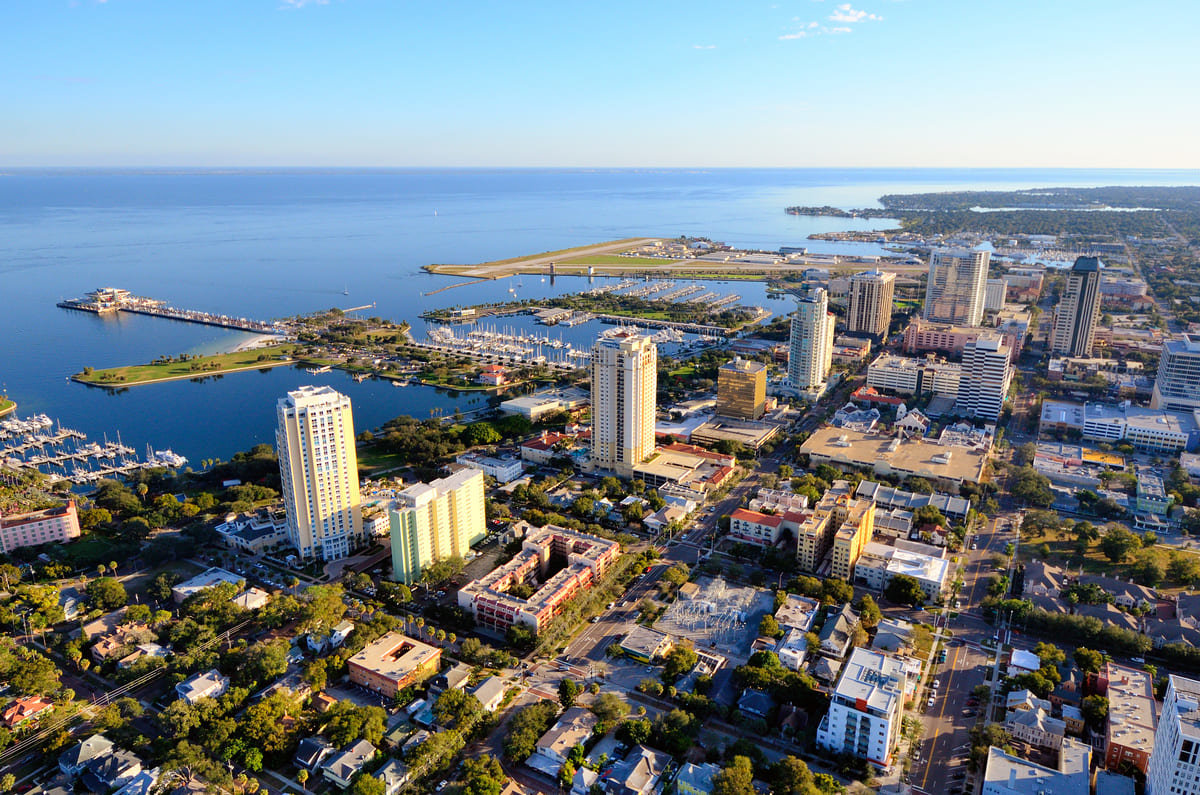 An aerial image of St. Petersburg, Florida.