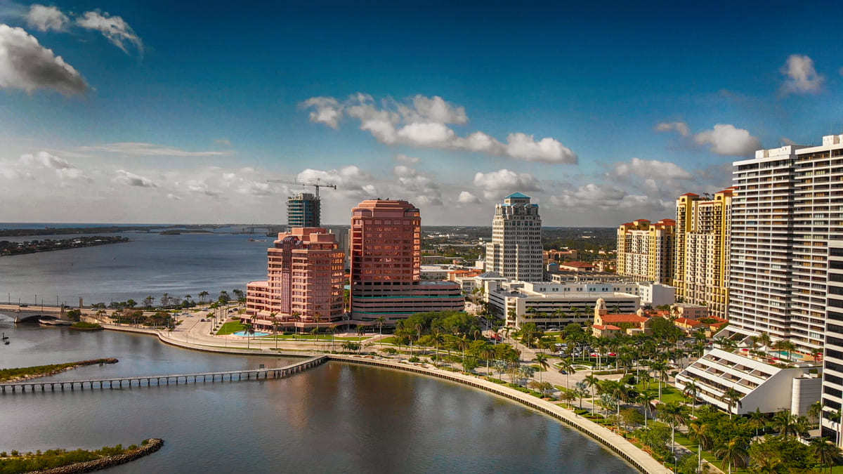 An aerial view of Palm Beach Gardens, Florida.