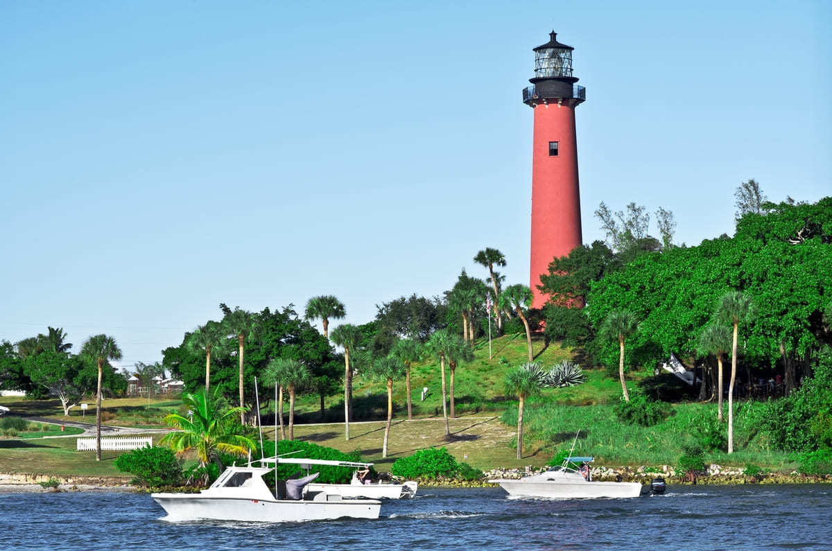 The Jupiter lighthouse on the water.